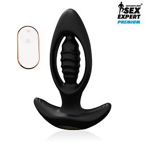 Анальный плаг с вибрацией, пультом ДУ и расширением Sex Expert Premium (M) Анальный плаг с вибрацией, пультом ДУ и расширением Sex Expert Premium (M)