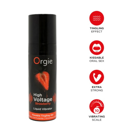 Съедобный жидкий вибратор ORGIE Sexy Vibe High Voltage Strawberry с усиленным эффектом вибрации, 15 мл