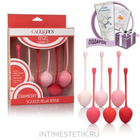 Вагинальные конусы Calexotics Kegel Training Set Strawberry