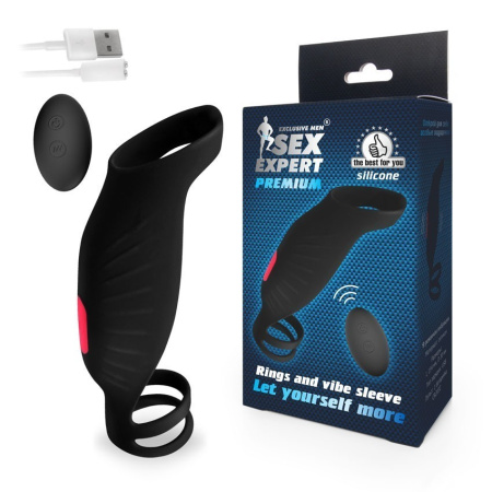 Sex Expert Premium поддерживающая сбруя на пенис с вибрацией и пультом ДУ