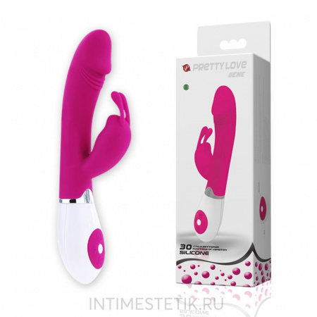 Розовый вибратор Pretty Love Gene с клиторальным стимулятором