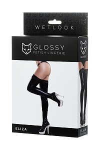 Чулки GLOSSY с кружевом из материала wetlook Чулки GLOSSY с кружевом из материала wetlook