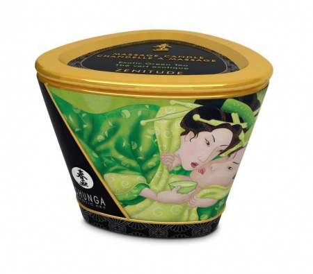 Массажное арома-масло Exotic Green Tea Shunga в виде свечи, 170 мл Массажное арома-масло Exotic Green Tea Shunga в виде свечи, 170 мл