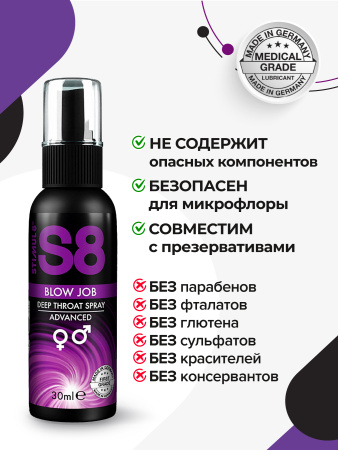 Спрей для глубокого минета S8 Deep Throat Spray, 30 мл
