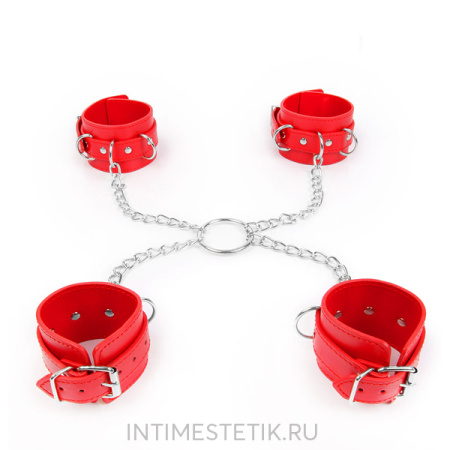 Фиксаторы (наручники+оковы) NOTABU красный цвет Фиксаторы (наручники+оковы) NOTABU красный цвет