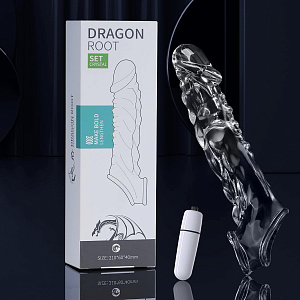 Насадка Dragon Root Set Crystal увеличивающая для пениса с вибрацией