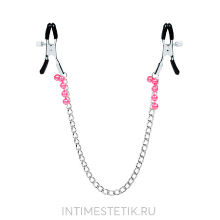 Зажимы для сосков NoTabu с цепочкой и подвеской из бусин