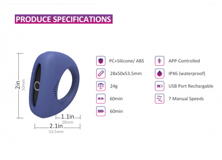 Smart виброкольцо MAGIC MOTION DANTE для пениса Smart виброкольцо MAGIC MOTION DANTE для пениса