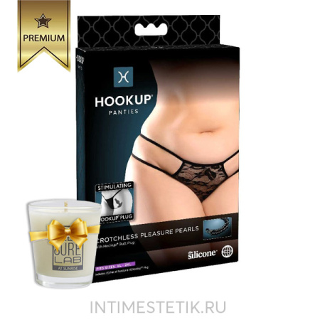 Трусики с анальной пробкой Hookup Panties Crotchless Pleasure Pearls