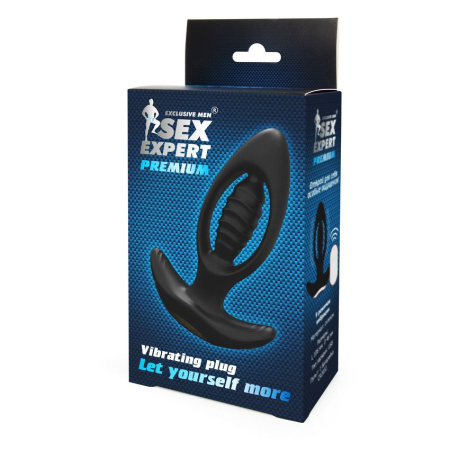 Анальный плаг с вибрацией, пультом ДУ и расширением Sex Expert Premium (M)