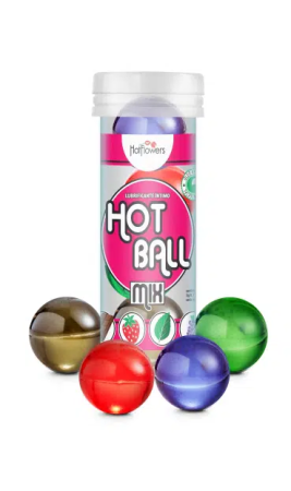 Смазка HOT BALL MIX на масляной основе в виде 4 шариков (мята, шоколад, клубники)